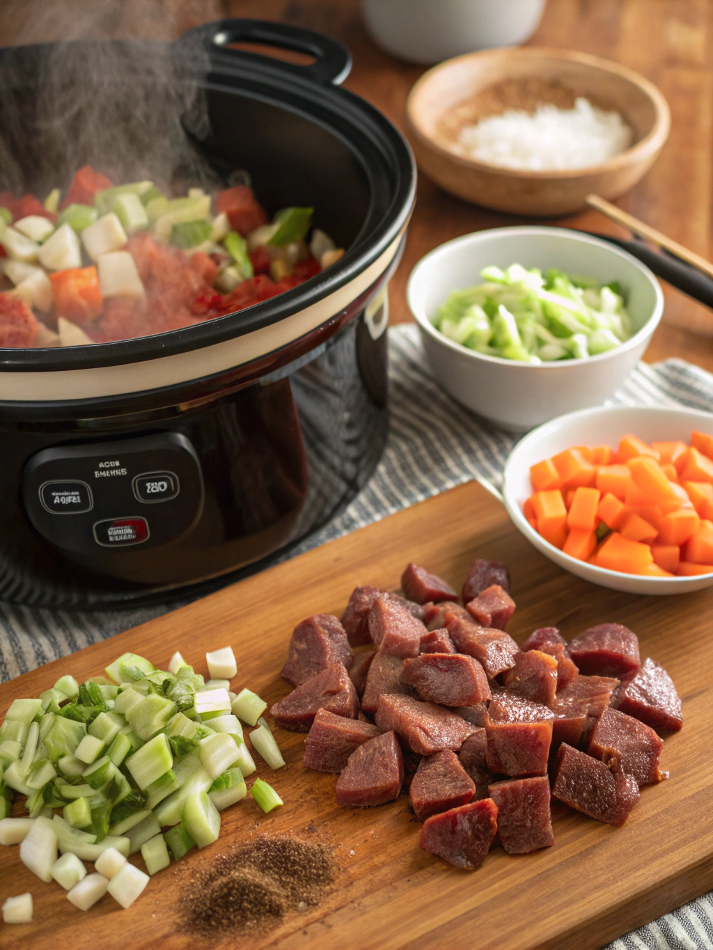 Beef Tips Crock Pot Recipe preparing steps
